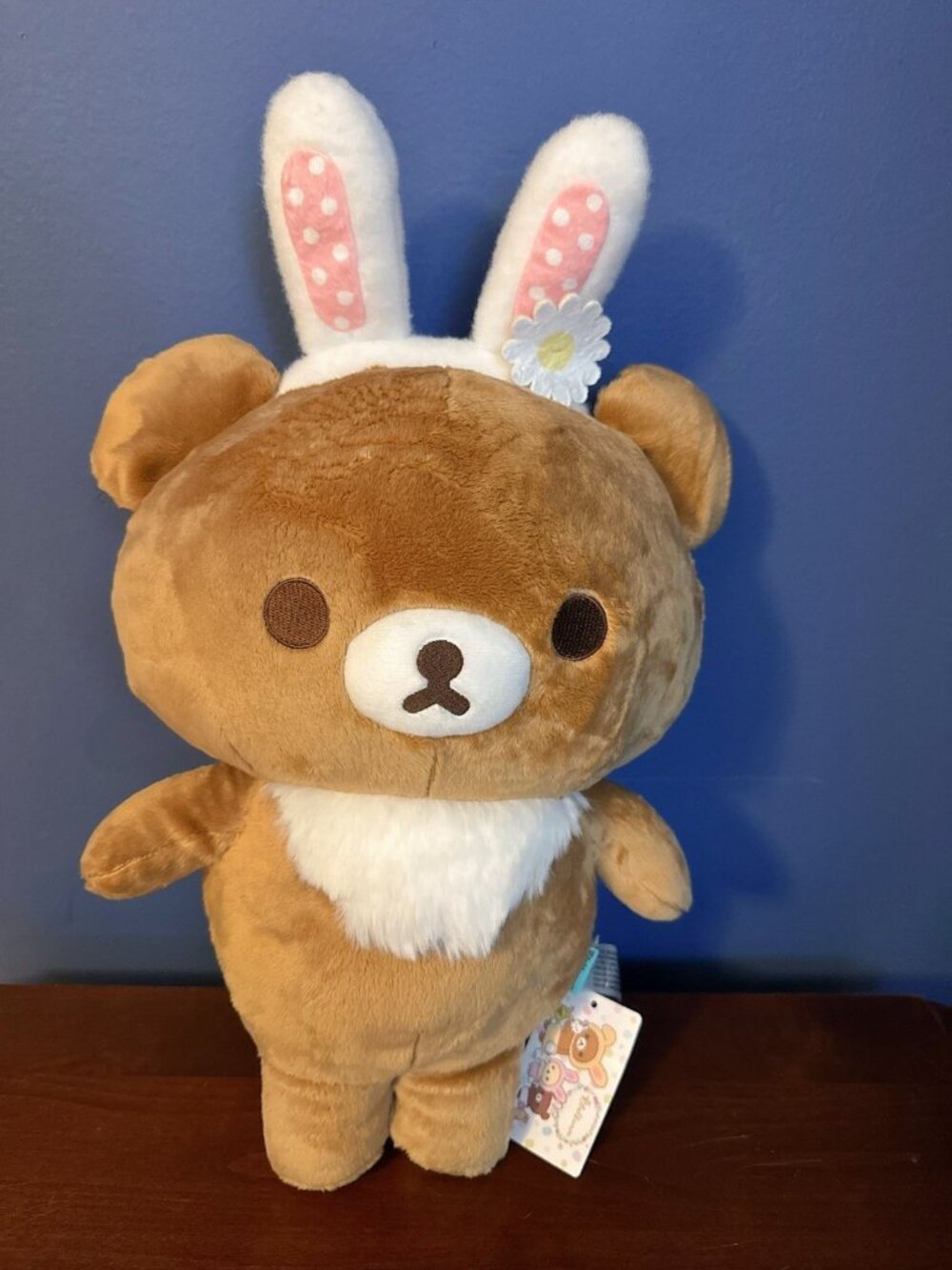 NWT San-X Rilakkuma Chairoikoguma Bunny 16" Plush Round1